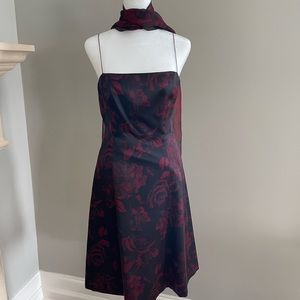 Elie Tahari Silk Rose Dress with Scarf